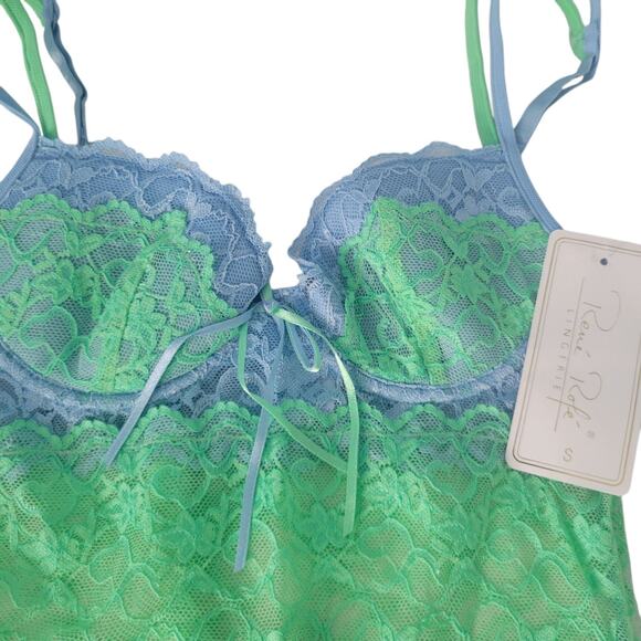 Rene Rofe VINT Y2K Lace Cami Twin Set Pistachio Green Aqua Coquette Fairy SM New - Picture 8 of 10